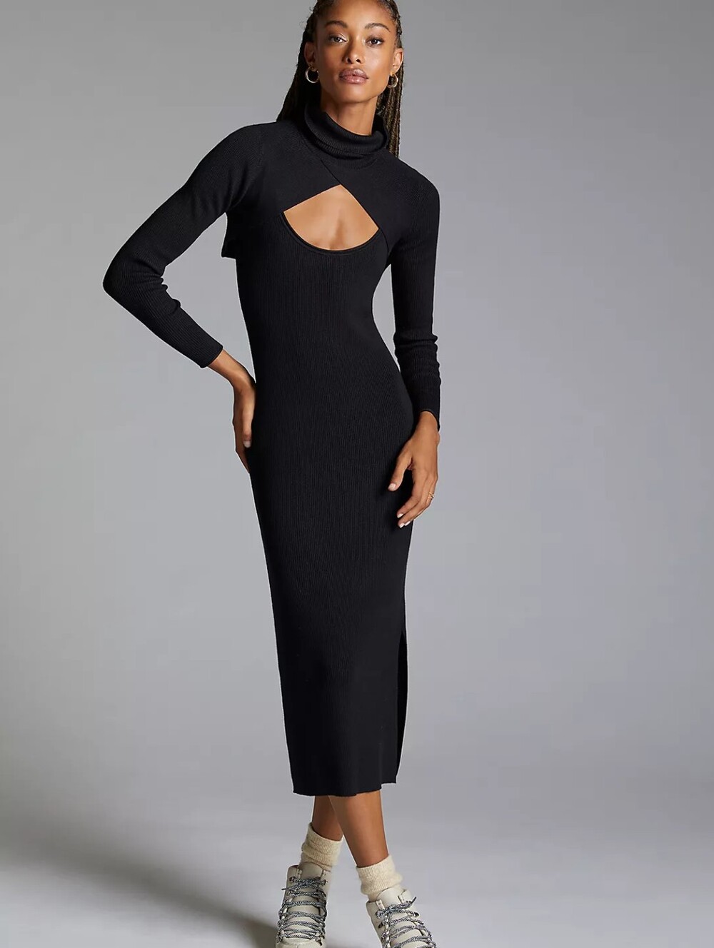 Anthropologie Daily Practice Ribbed Knit Midi Dress Set *Dress Only*
